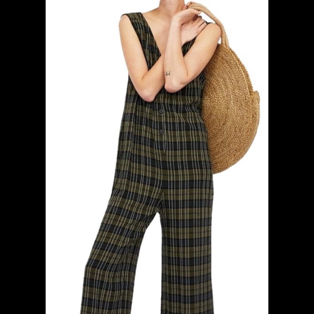 Zara Plaid Overall Jumpsuit